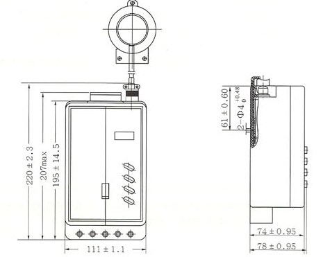 JD88鑒相鑒幅無聲運行漏電繼電器的外型及安裝尺寸